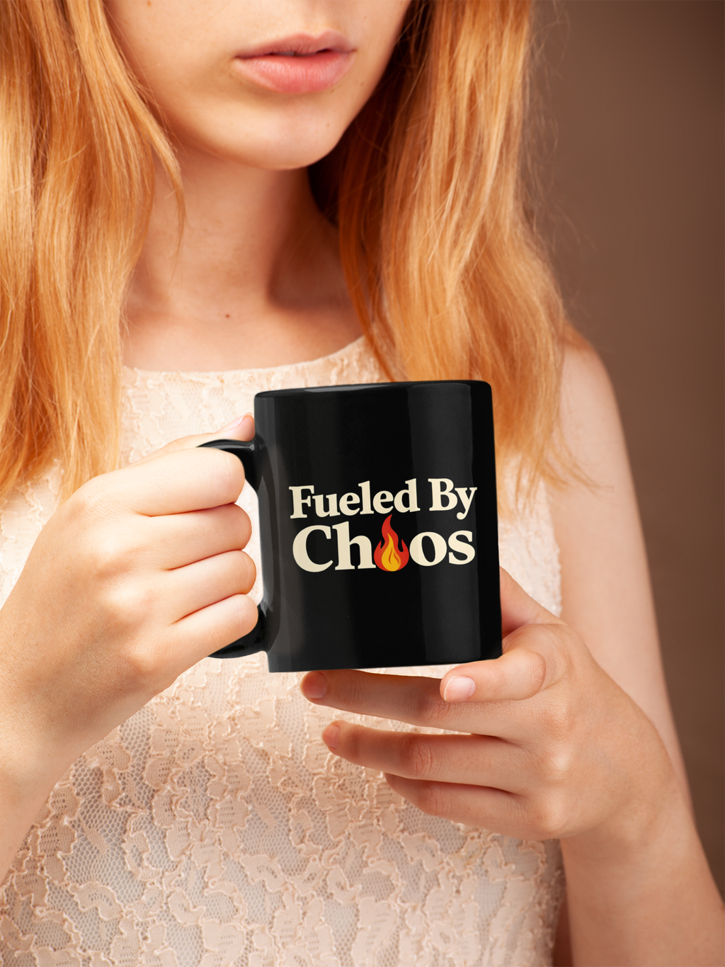 Fueled By Chaos Black Ceramic Mug | Aesthetic Coffee Cup for Entrepreneurs & Busy Lifestyles (11oz, 15oz)