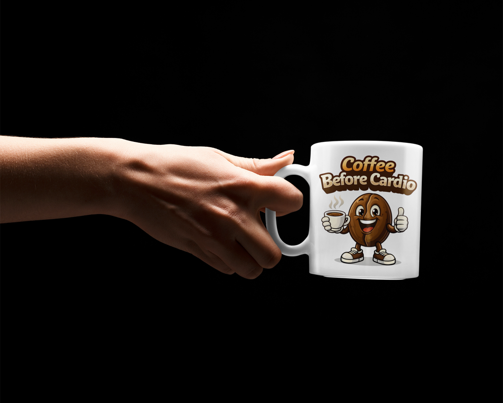 Coffee Before Cardio Mug | Funny Gym Coffee Mug | Fitness Lover Gift | Motivational Coffee Cup | Workout Humor Mug (11oz, 15oz)