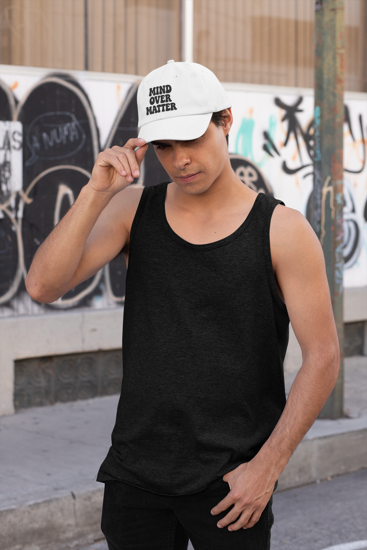 Mind Over Matter Dad Hat | Motivational Embroidered Cap, Minimalist Aesthetic Hat, Adjustable Cotton Baseball Cap, Gym & Lifestyle Gift