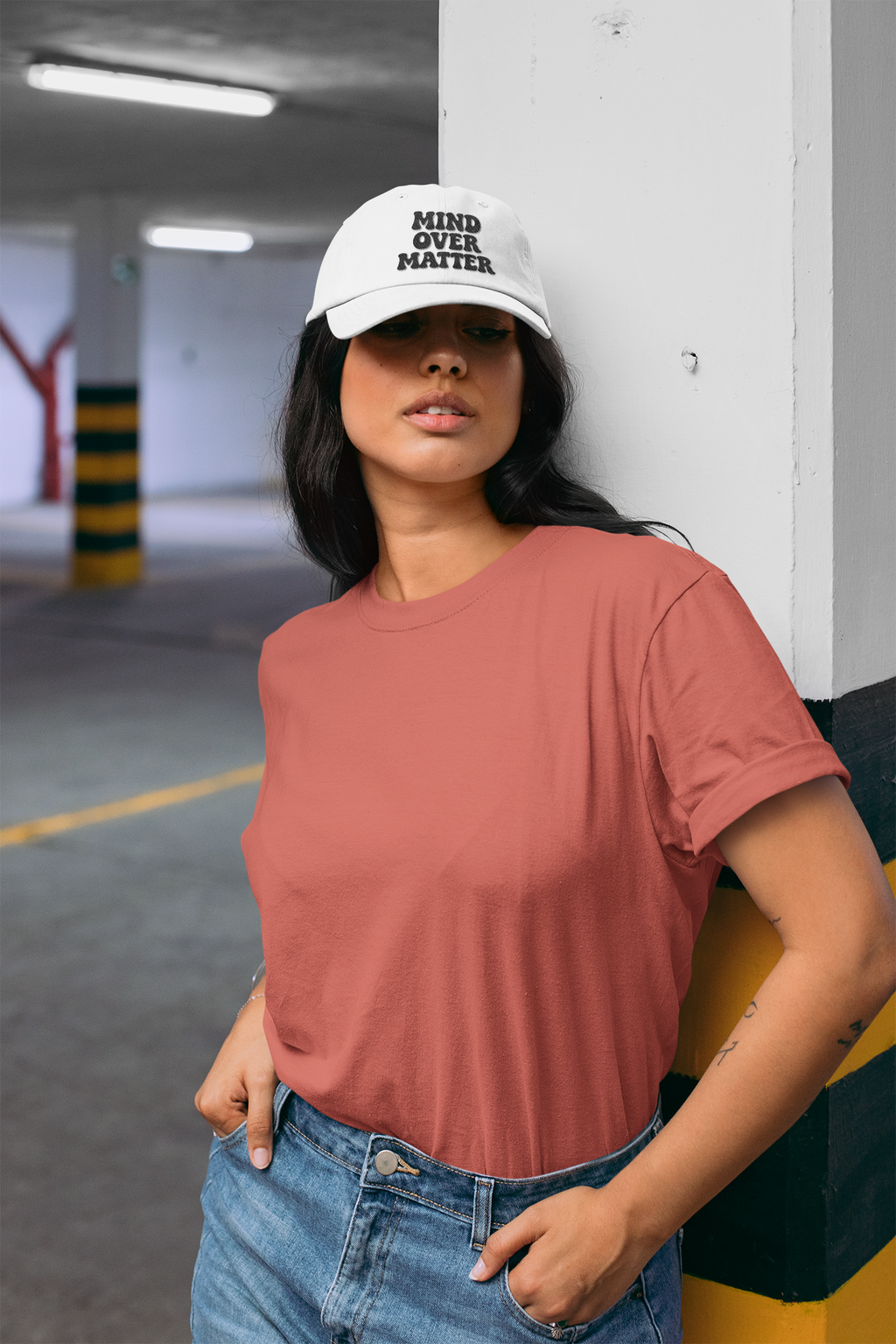 Mind Over Matter Dad Hat | Motivational Embroidered Cap, Minimalist Aesthetic Hat, Adjustable Cotton Baseball Cap, Gym & Lifestyle Gift