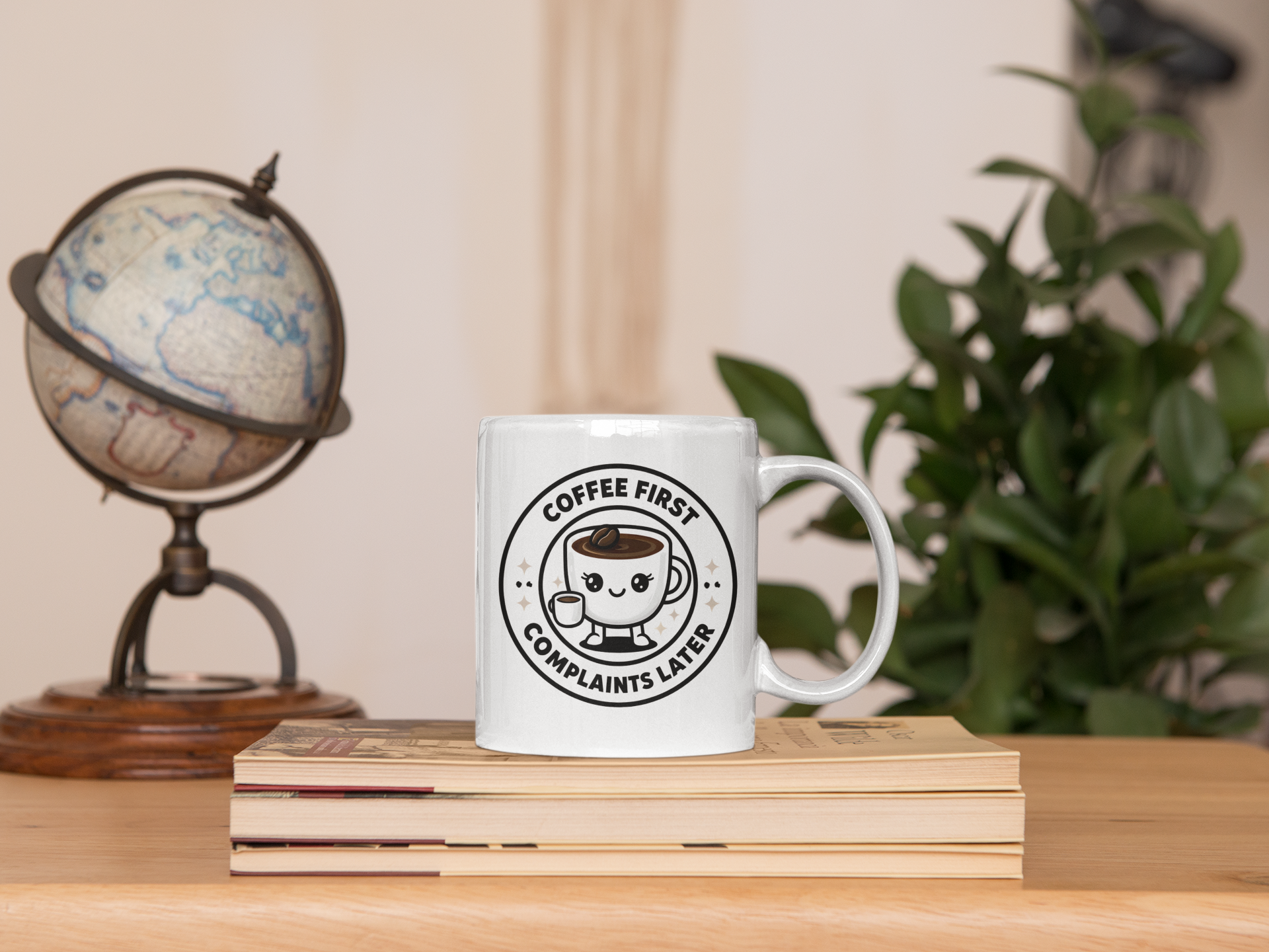 Coffee First, Complaints Later Mug | Funny Coffee Lover Gift, Cute Kawaii Coffee Cup Design, Morning Motivation Mug, Office Humor Cup