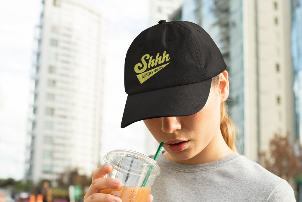 Shhh Muscles Pending Dad Hat | Funny Gym Hat, Fitness Motivation Cap, Workout Humor Hat, Aesthetic Streetwear Cap, Gift for Gym Lovers