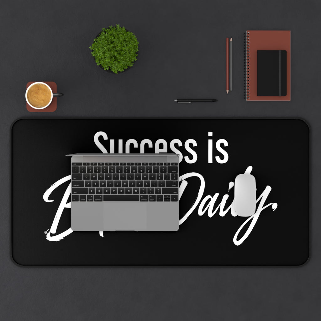Success Is Built Daily Desk Mat – Motivational Office Desk Pad, Productivity Workspace Mat, Non-Slip Neoprene Desk Mat for Home Office