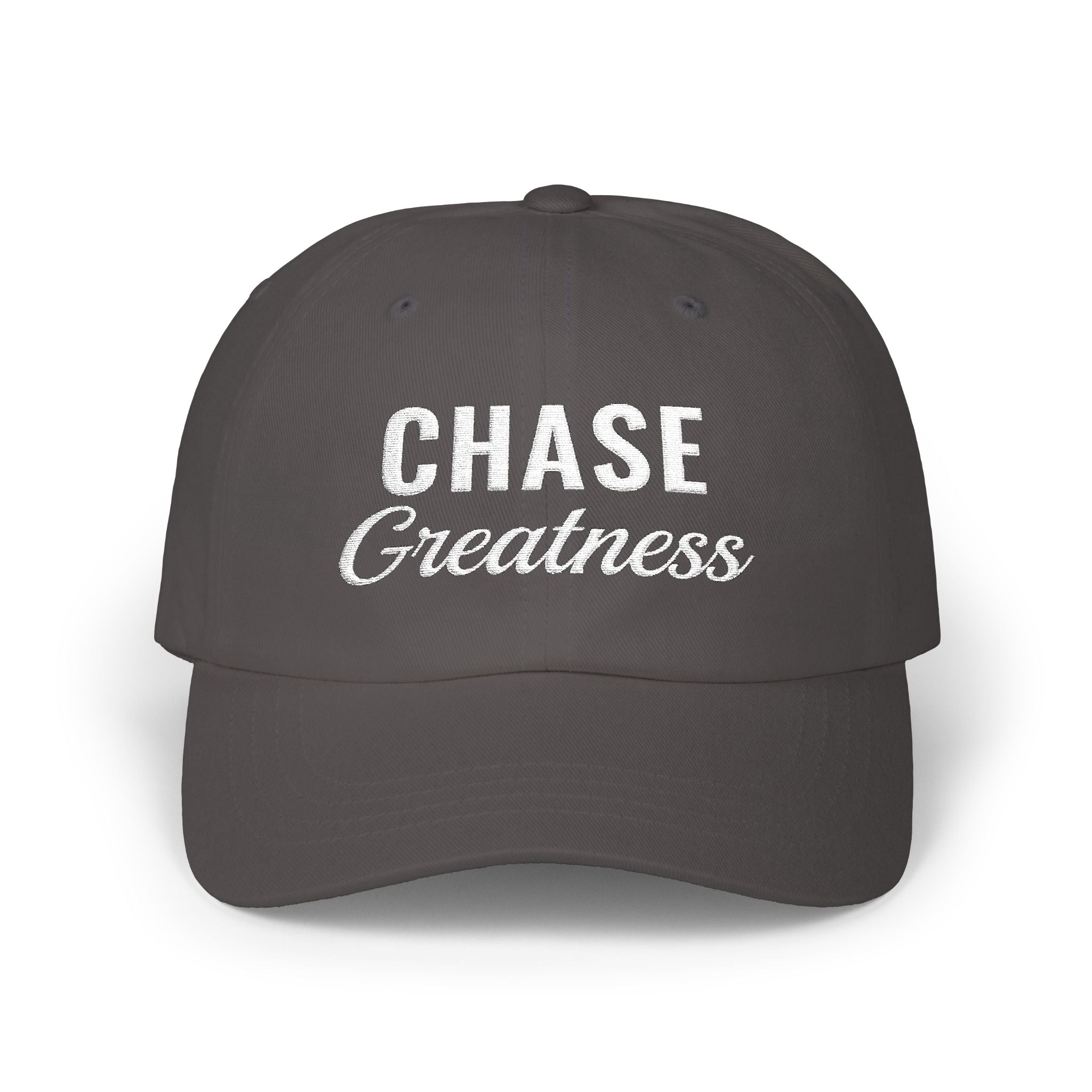Chase Greatness Embroidered Dad Cap – 100% Cotton Motivational Gym Hat