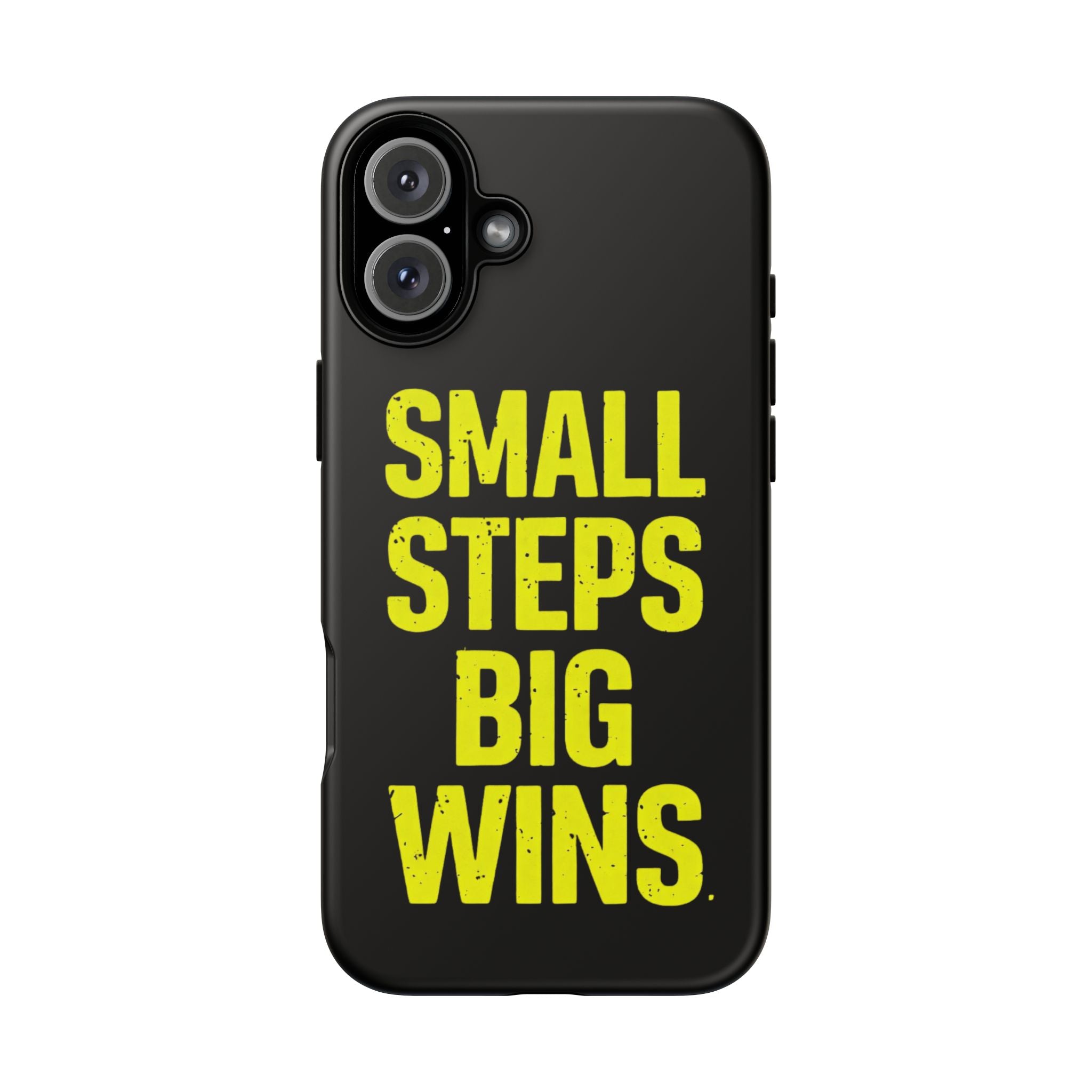 Small Steps Big Wins Motivational Phone Case, Inspirational Quote iPhone Case, Tough Samsung Galaxy Case, Minimalist Black Success Cover