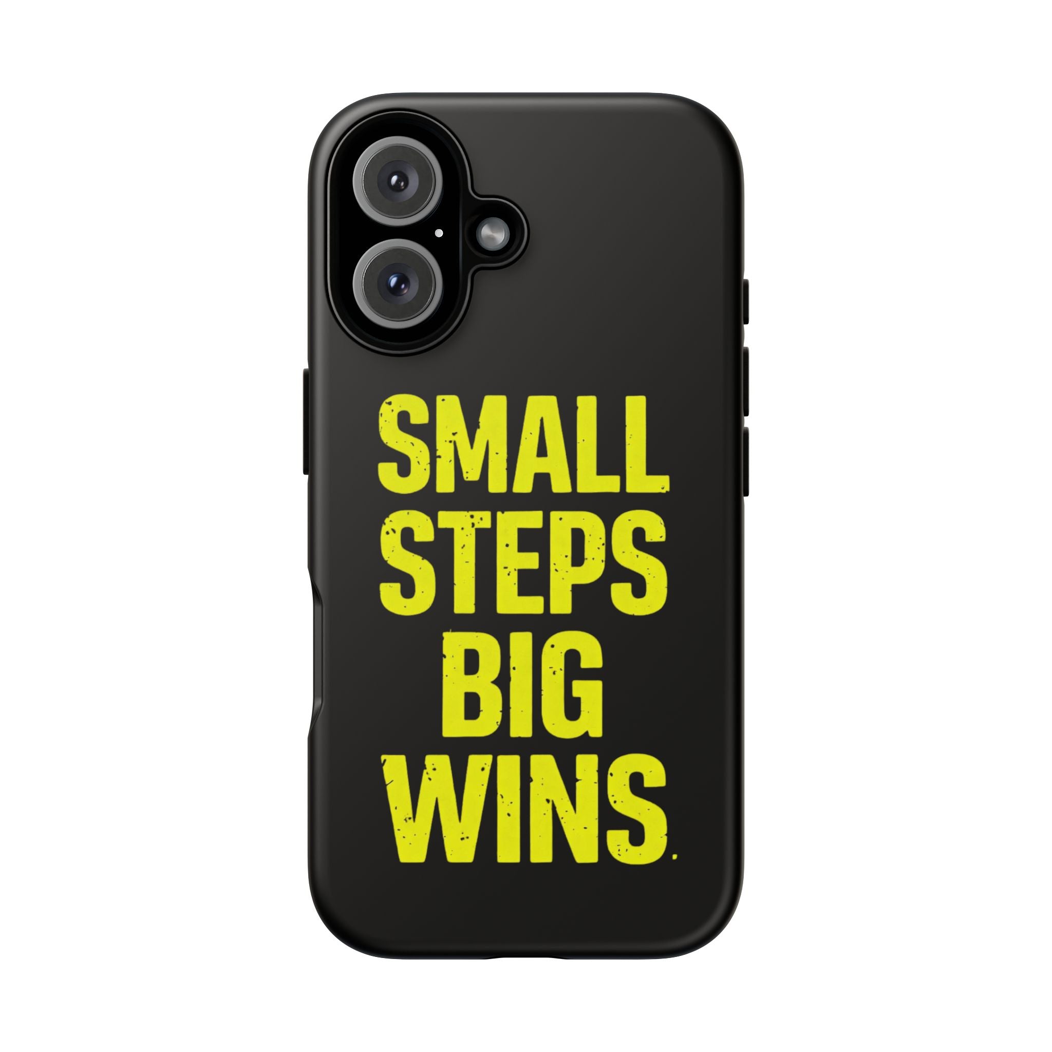 Small Steps Big Wins Motivational Phone Case, Inspirational Quote iPhone Case, Tough Samsung Galaxy Case, Minimalist Black Success Cover