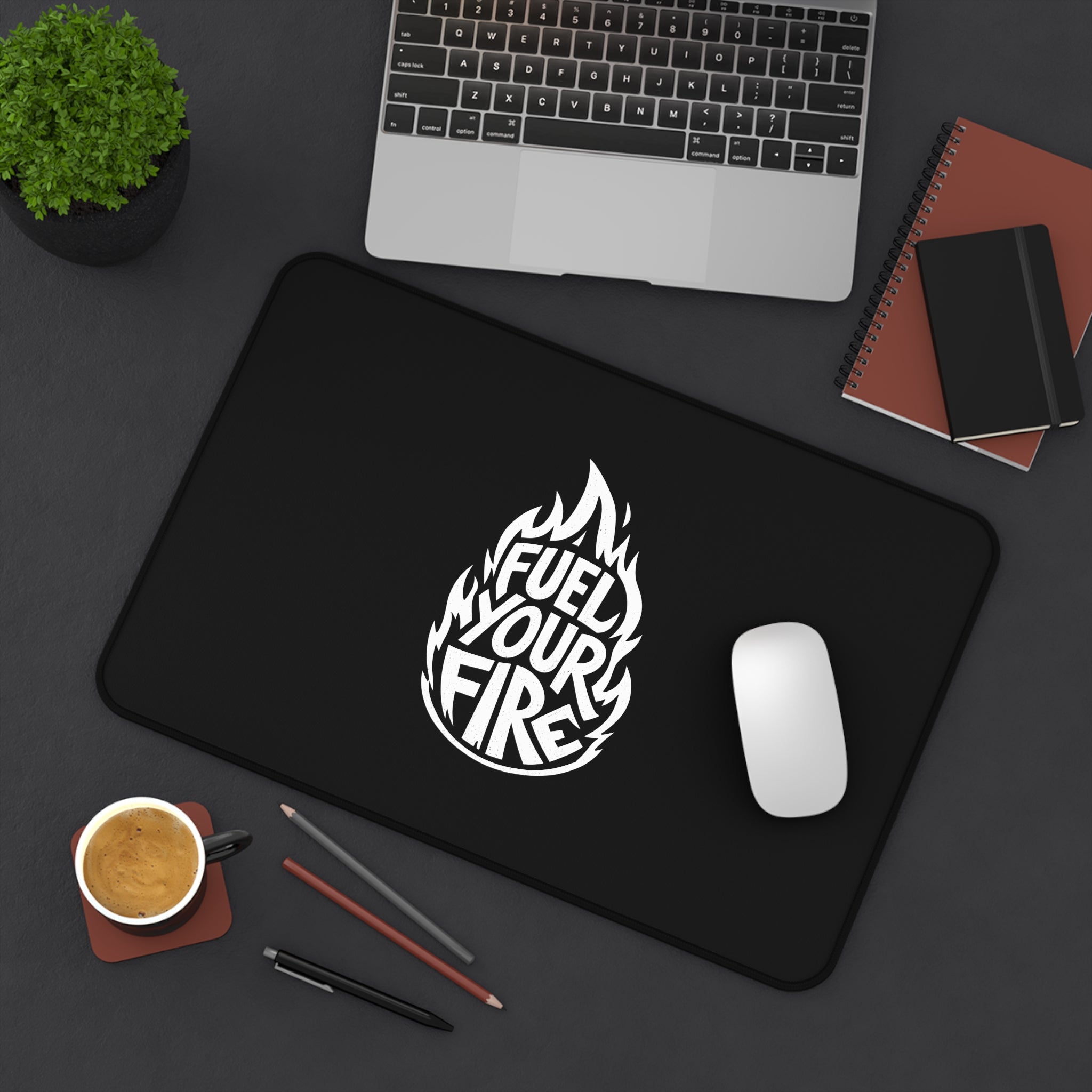 Fuel Your Fire Motivational Desk Mat - Large Extended Mouse Pad, Productivity Desk Pad, Gaming Mousepad, Office Setup Motivation