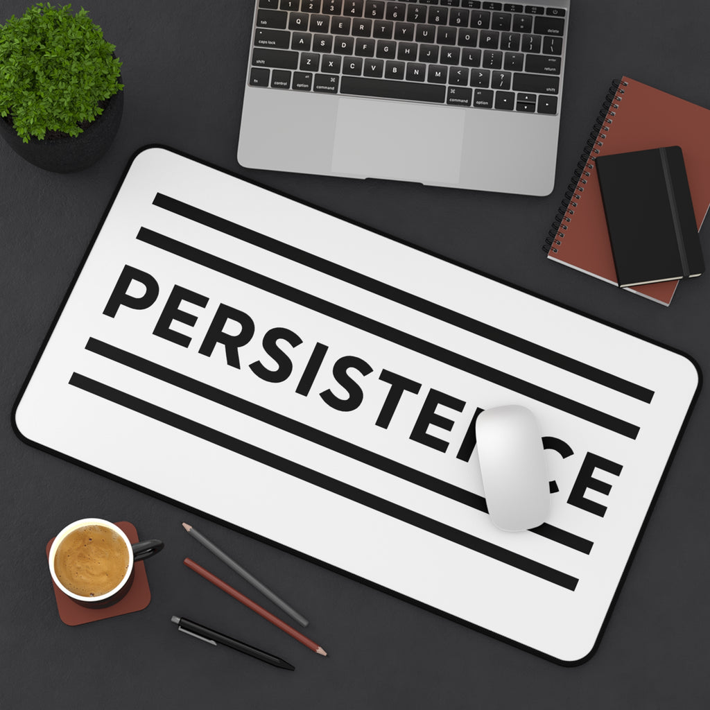 Persistence Motivational Desk Mat – Minimalist Anti-Slip Neoprene Mouse Pad for Work, Study & Gaming