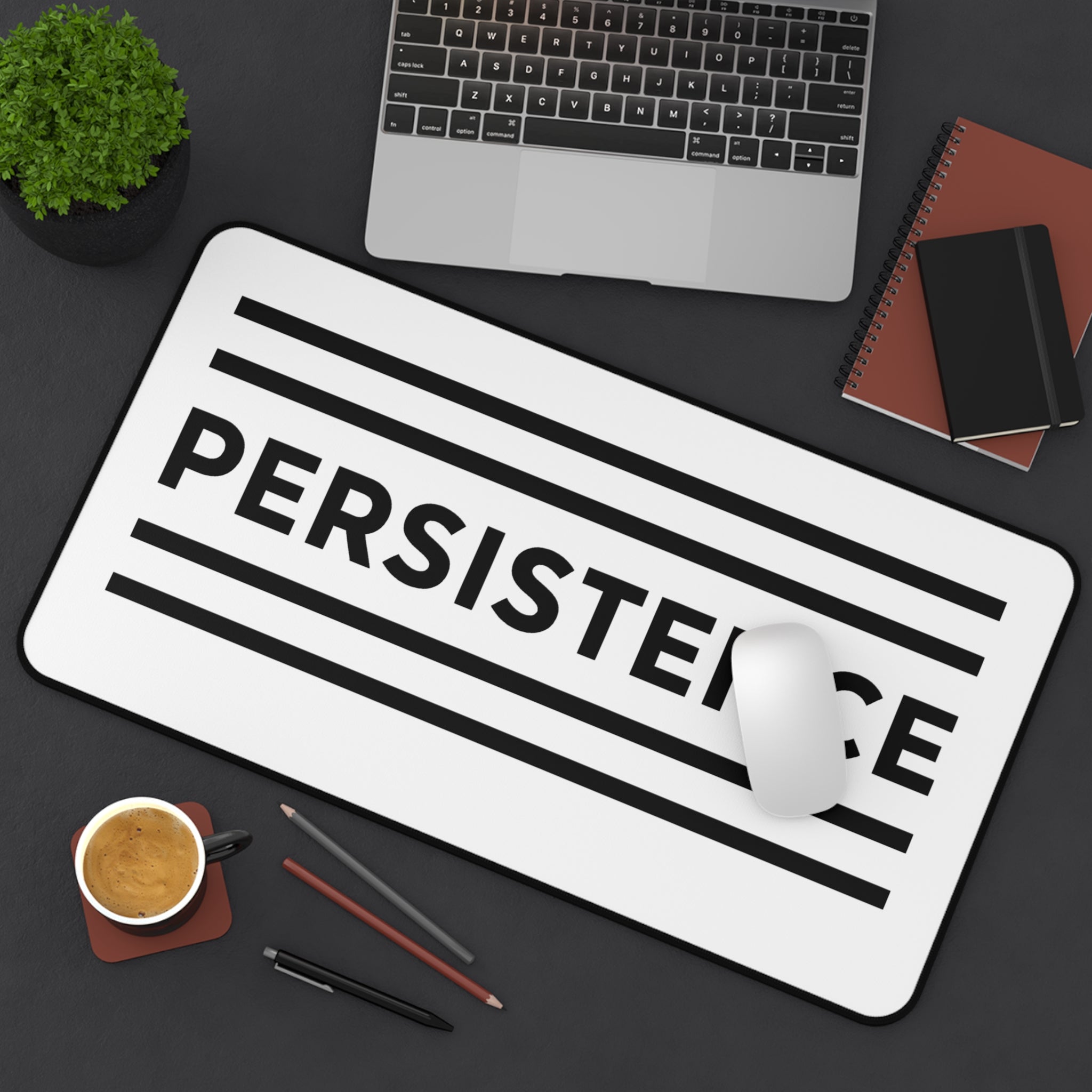 Persistence Motivational Desk Mat – Minimalist Anti-Slip Neoprene Mouse Pad for Work, Study & Gaming