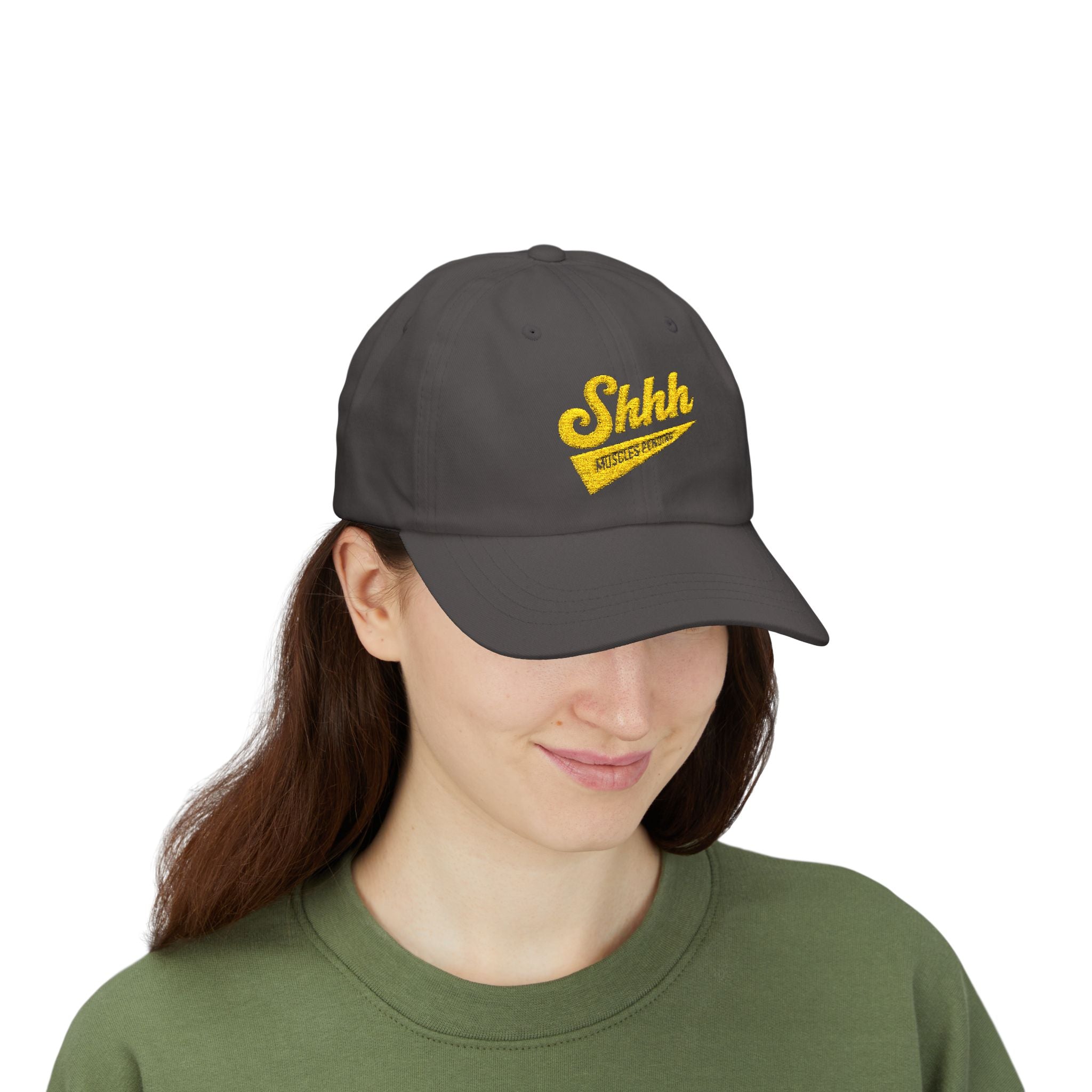 Shhh Muscles Pending Dad Hat | Funny Gym Hat, Fitness Motivation Cap, Workout Humor Hat, Aesthetic Streetwear Cap, Gift for Gym Lovers