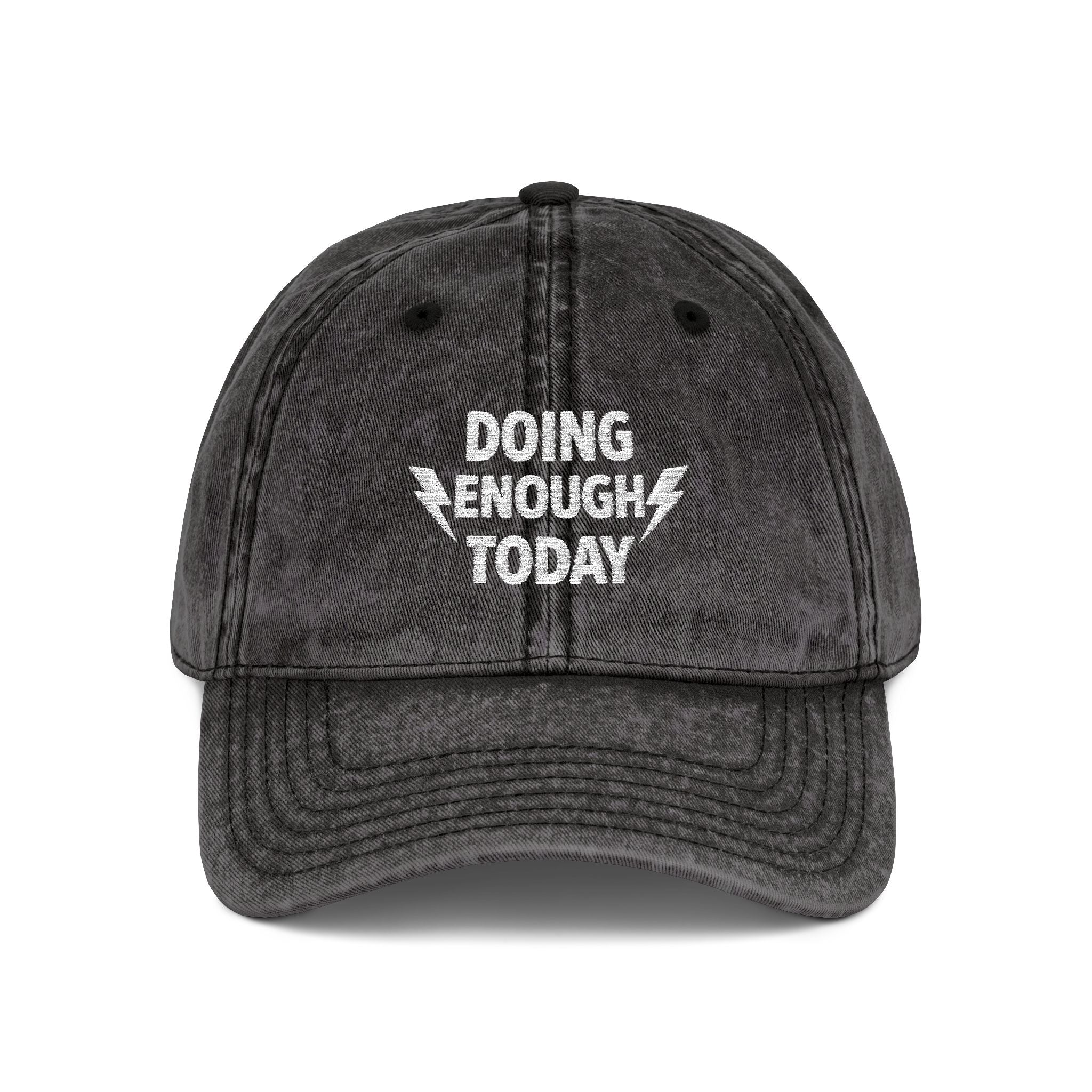 Doing Enough Today Vintage Cap – Motivational Distressed Hat – Positive Mindset Dad Hat – Mental Health Reminder – Minimalist Streetwear Cap