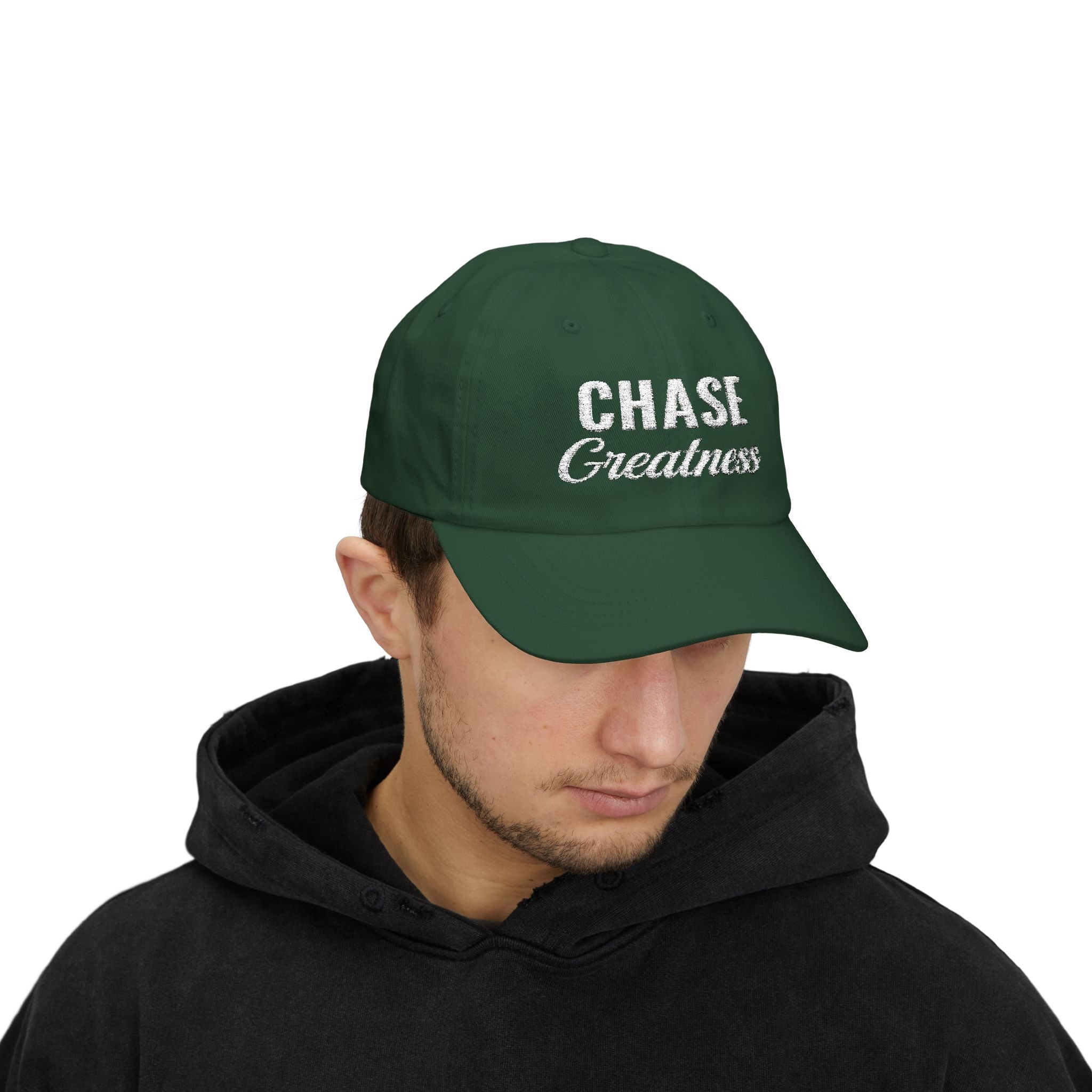 Chase Greatness Embroidered Dad Cap – 100% Cotton Motivational Gym Hat