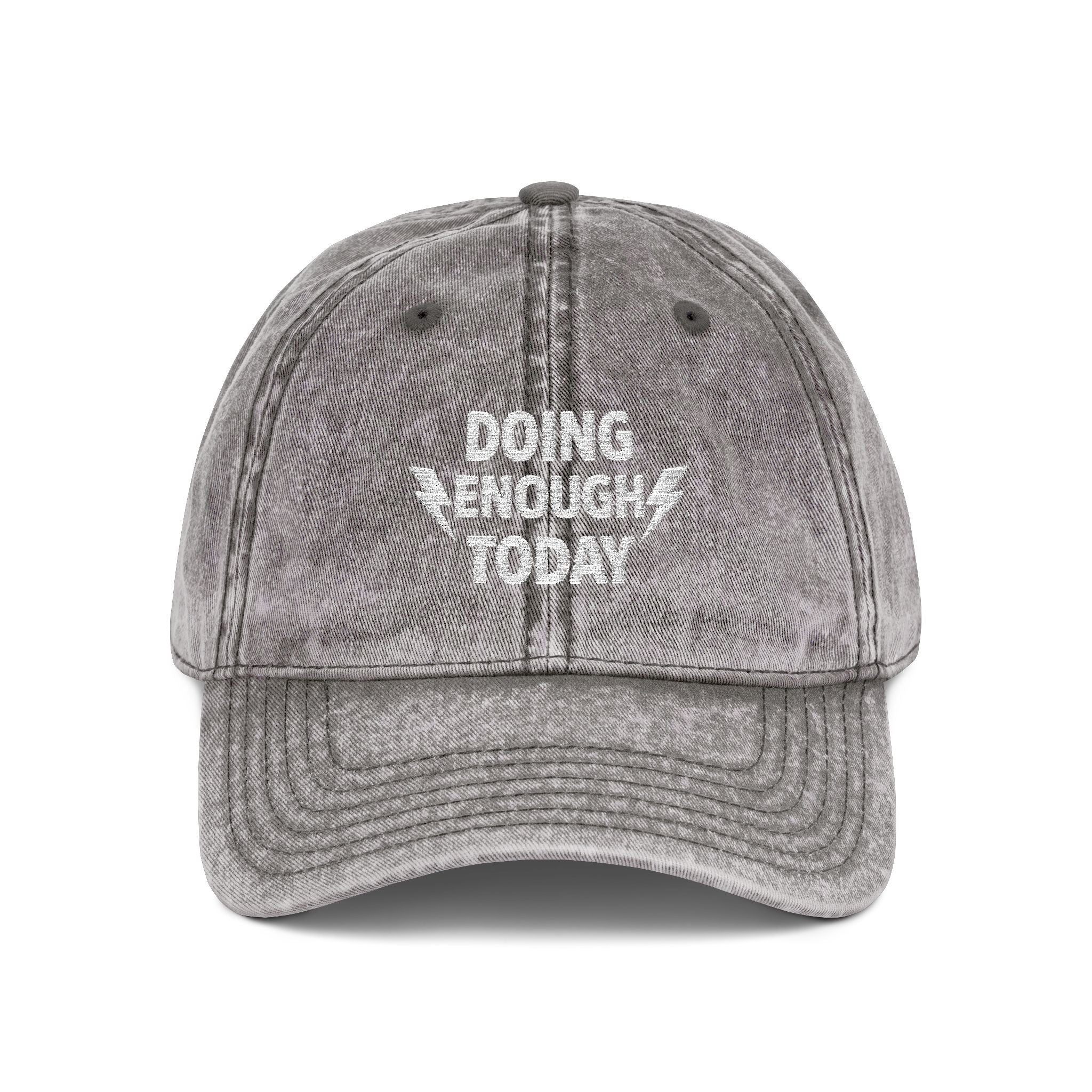 Doing Enough Today Vintage Cap – Motivational Distressed Hat – Positive Mindset Dad Hat – Mental Health Reminder – Minimalist Streetwear Cap
