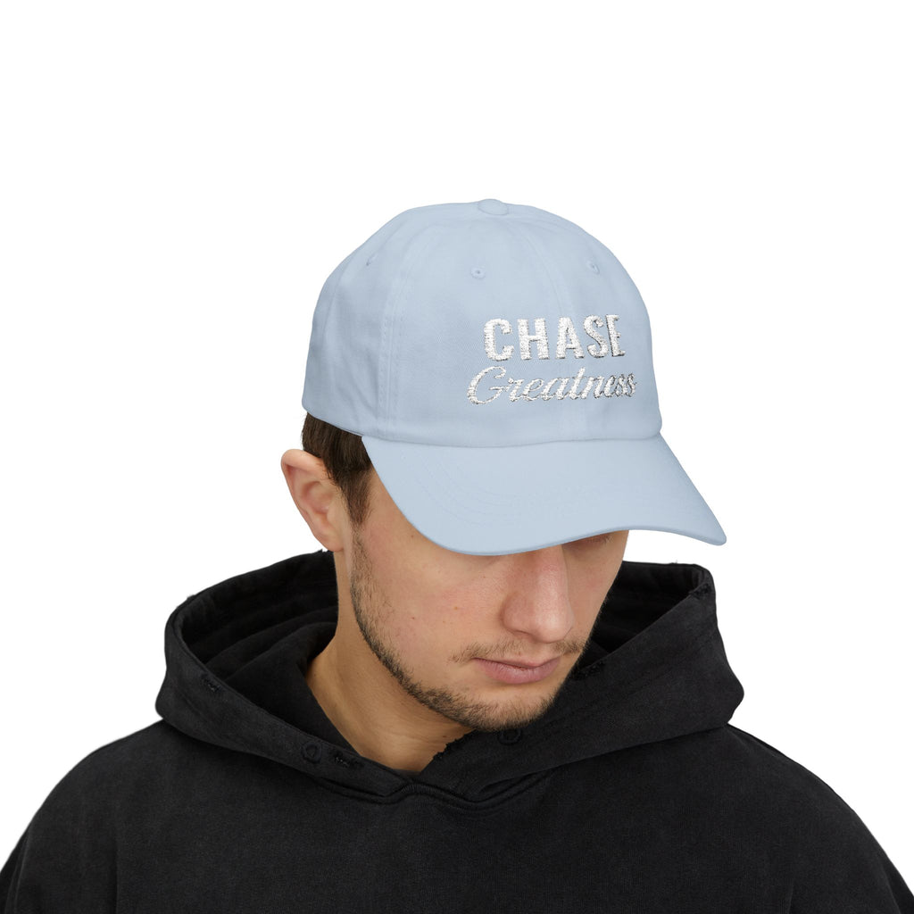 Chase Greatness Embroidered Dad Cap – 100% Cotton Motivational Gym Hat