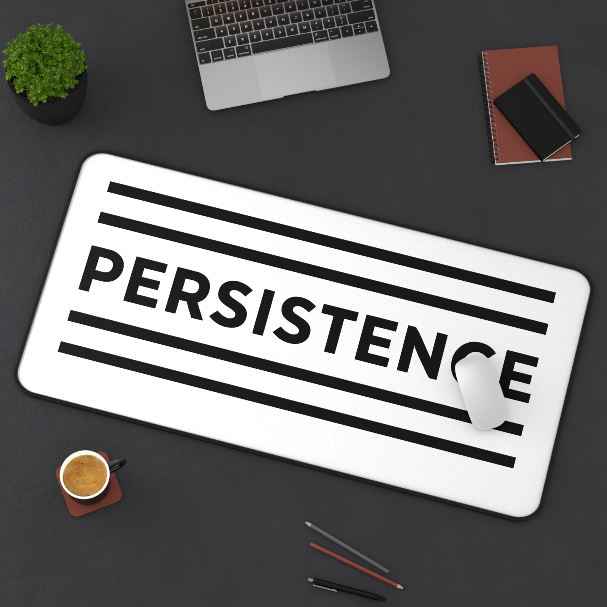 Persistence Motivational Desk Mat – Minimalist Anti-Slip Neoprene Mouse Pad for Work, Study & Gaming