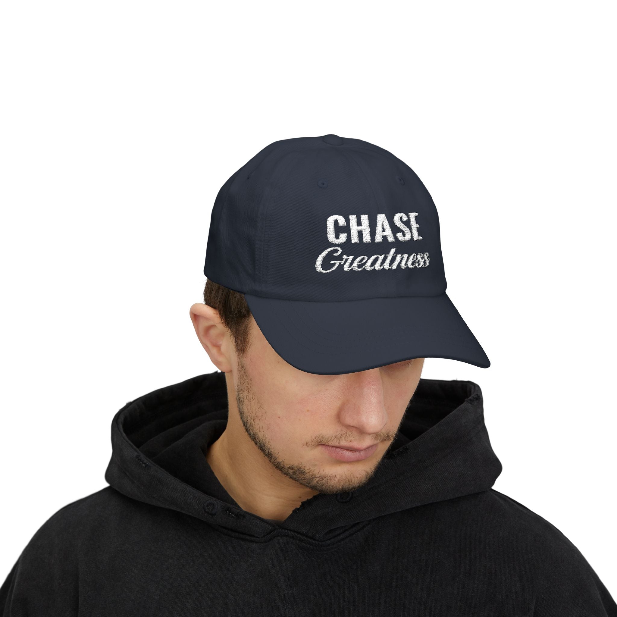 Chase Greatness Embroidered Dad Cap – 100% Cotton Motivational Gym Hat