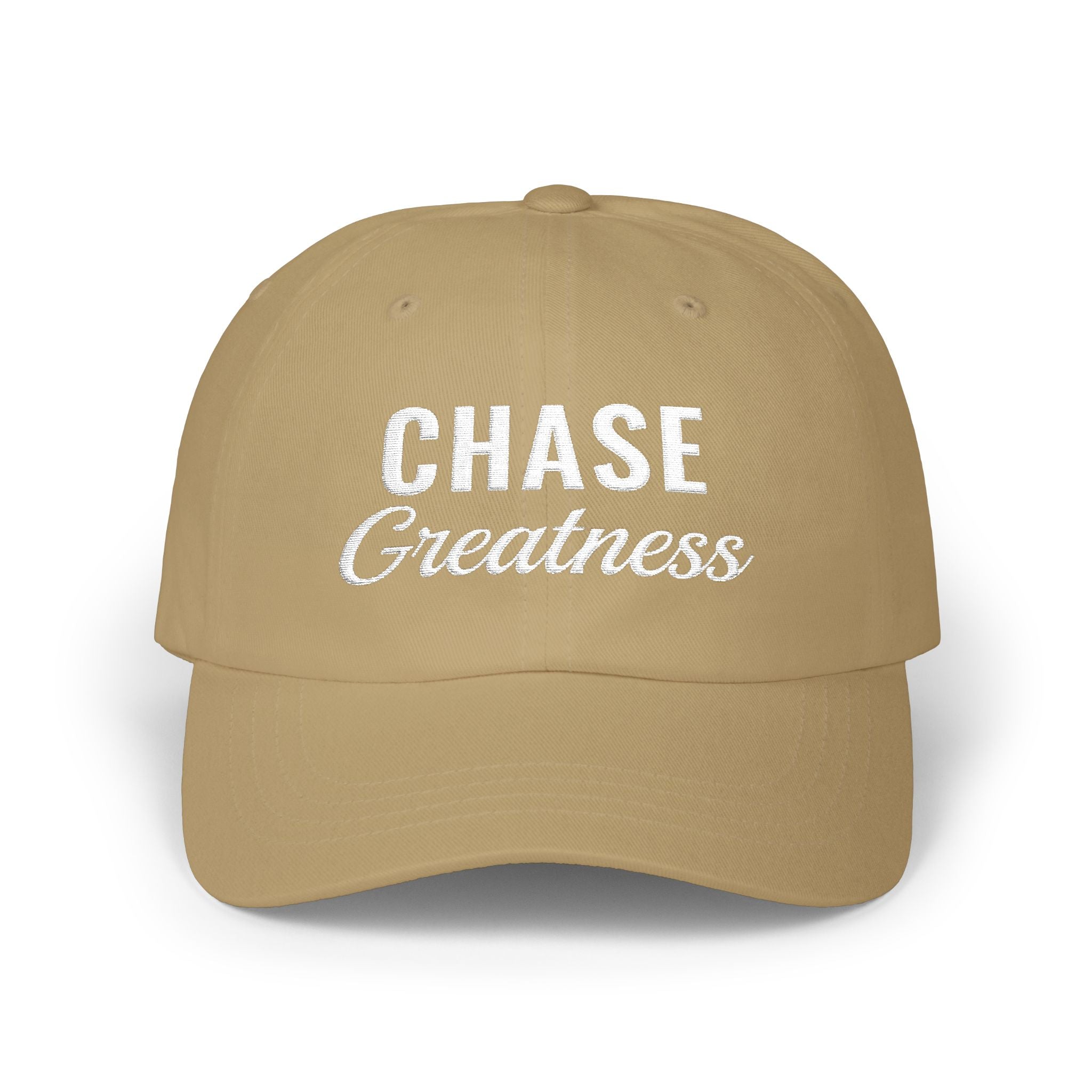 Chase Greatness Embroidered Dad Cap – 100% Cotton Motivational Gym Hat