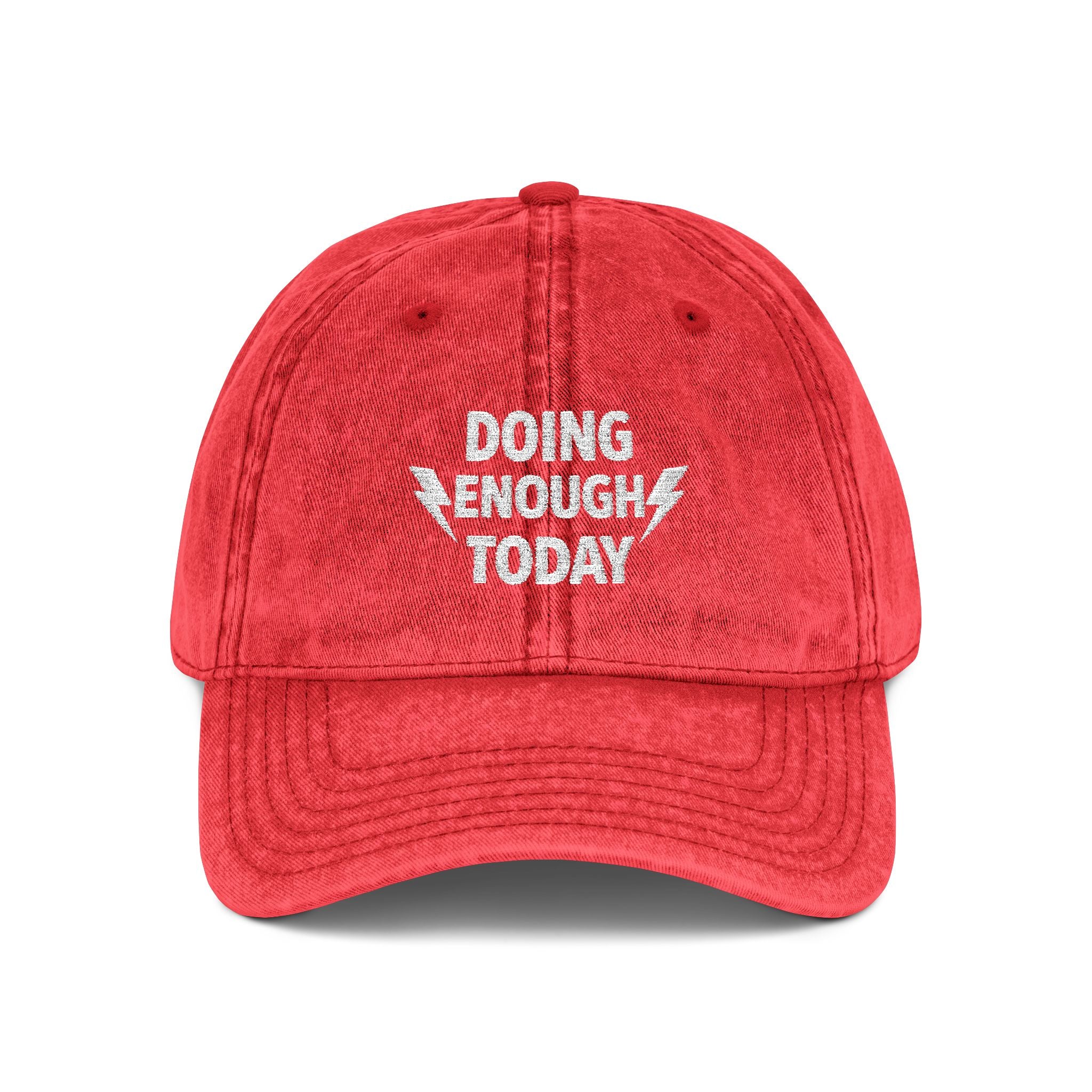 Doing Enough Today Vintage Cap – Motivational Distressed Hat – Positive Mindset Dad Hat – Mental Health Reminder – Minimalist Streetwear Cap