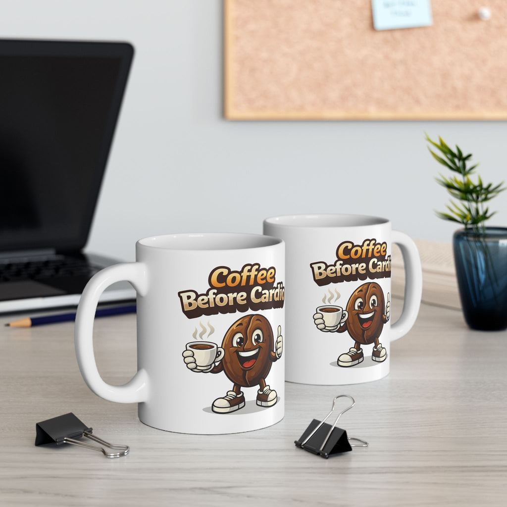 Coffee Before Cardio Mug | Funny Gym Coffee Mug | Fitness Lover Gift | Motivational Coffee Cup | Workout Humor Mug (11oz, 15oz)