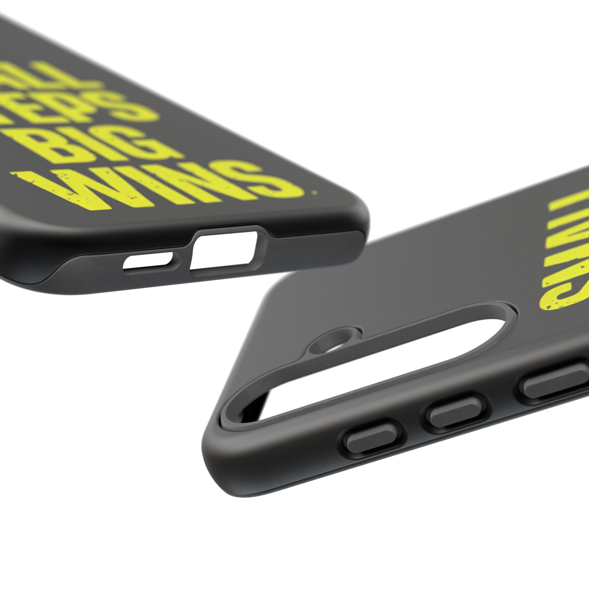 Small Steps Big Wins Motivational Phone Case, Inspirational Quote iPhone Case, Tough Samsung Galaxy Case, Minimalist Black Success Cover