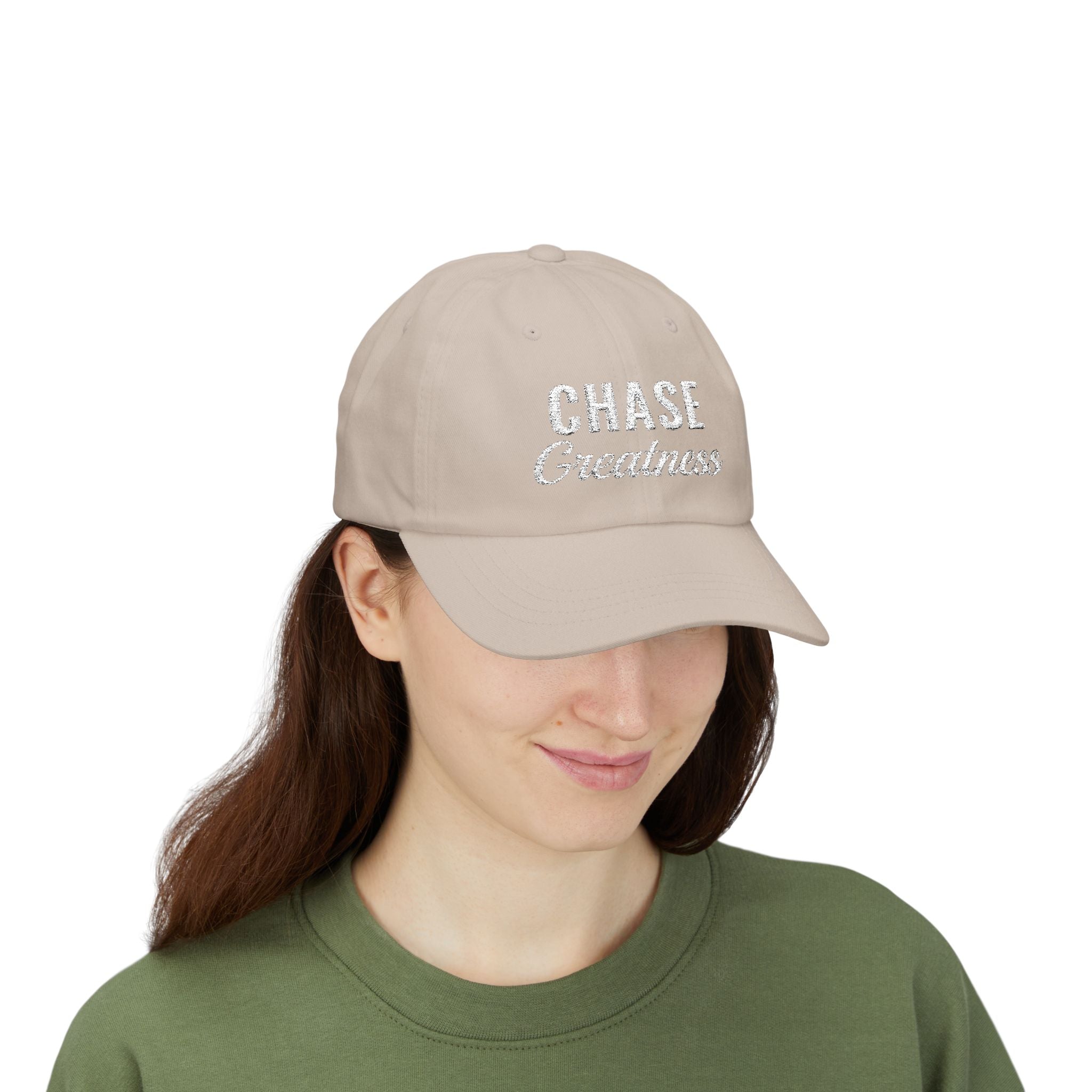 Chase Greatness Embroidered Dad Cap – 100% Cotton Motivational Gym Hat
