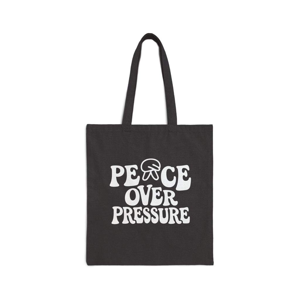 Peace Over Pressure Tote Bag - Aesthetic Motivational Canvas Bag, Minimalist Self Care Quote Tote, Everyday Cotton Shopper Bag