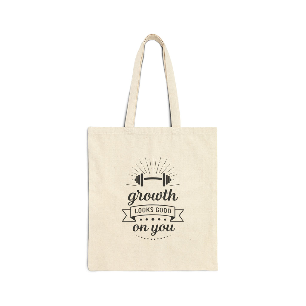 Growth Looks Good On You Tote Bag - Gym Bag for Women - Fitness Motivation Canvas Tote - Heavy Duty Workout Bag - Body Positivity Gift