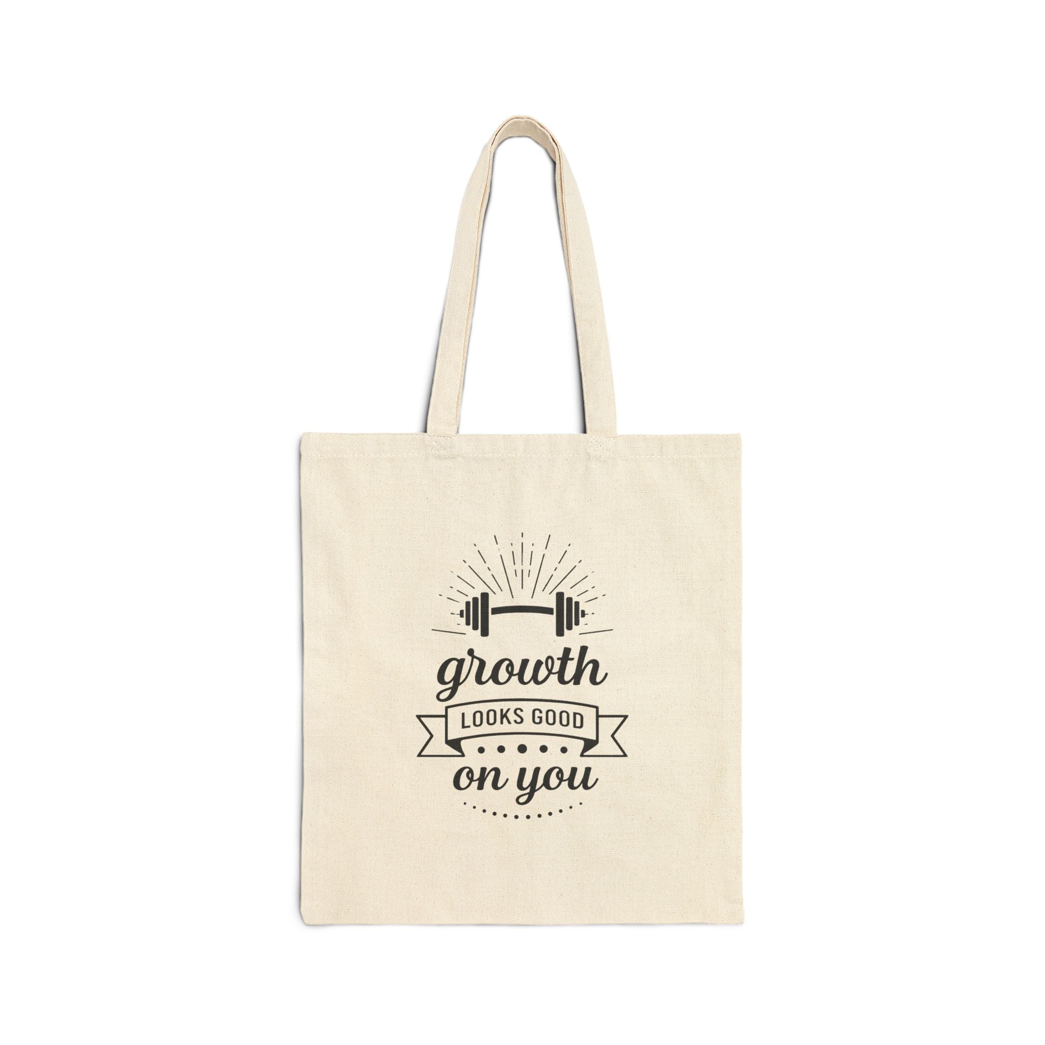 Growth Looks Good On You Tote Bag - Gym Bag for Women - Fitness Motivation Canvas Tote - Heavy Duty Workout Bag - Body Positivity Gift