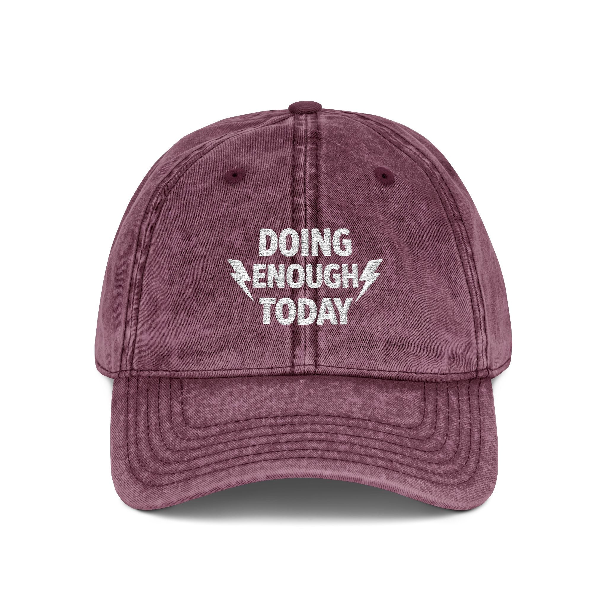 Doing Enough Today Vintage Cap – Motivational Distressed Hat – Positive Mindset Dad Hat – Mental Health Reminder – Minimalist Streetwear Cap
