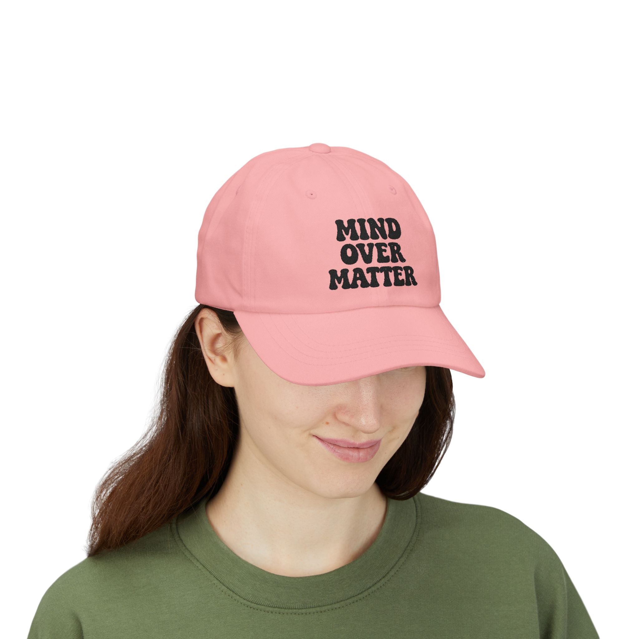 Mind Over Matter Dad Hat | Motivational Embroidered Cap, Minimalist Aesthetic Hat, Adjustable Cotton Baseball Cap, Gym & Lifestyle Gift