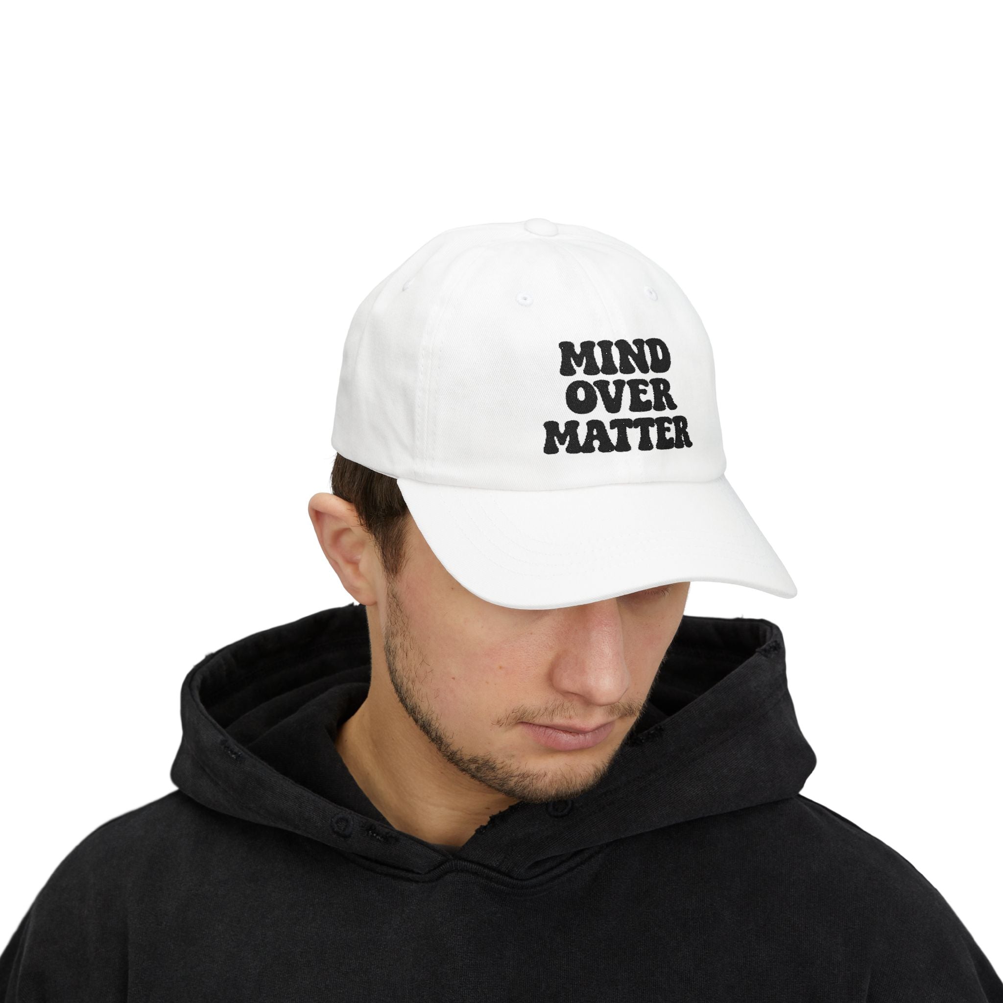 Mind Over Matter Dad Hat | Motivational Embroidered Cap, Minimalist Aesthetic Hat, Adjustable Cotton Baseball Cap, Gym & Lifestyle Gift