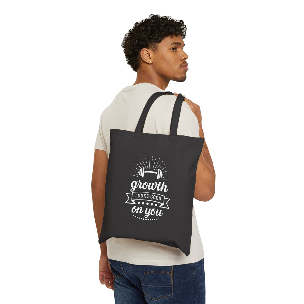 Growth Looks Good On You Tote Bag - Gym Bag for Women - Fitness Motivation Canvas Tote - Heavy Duty Workout Bag - Body Positivity Gift