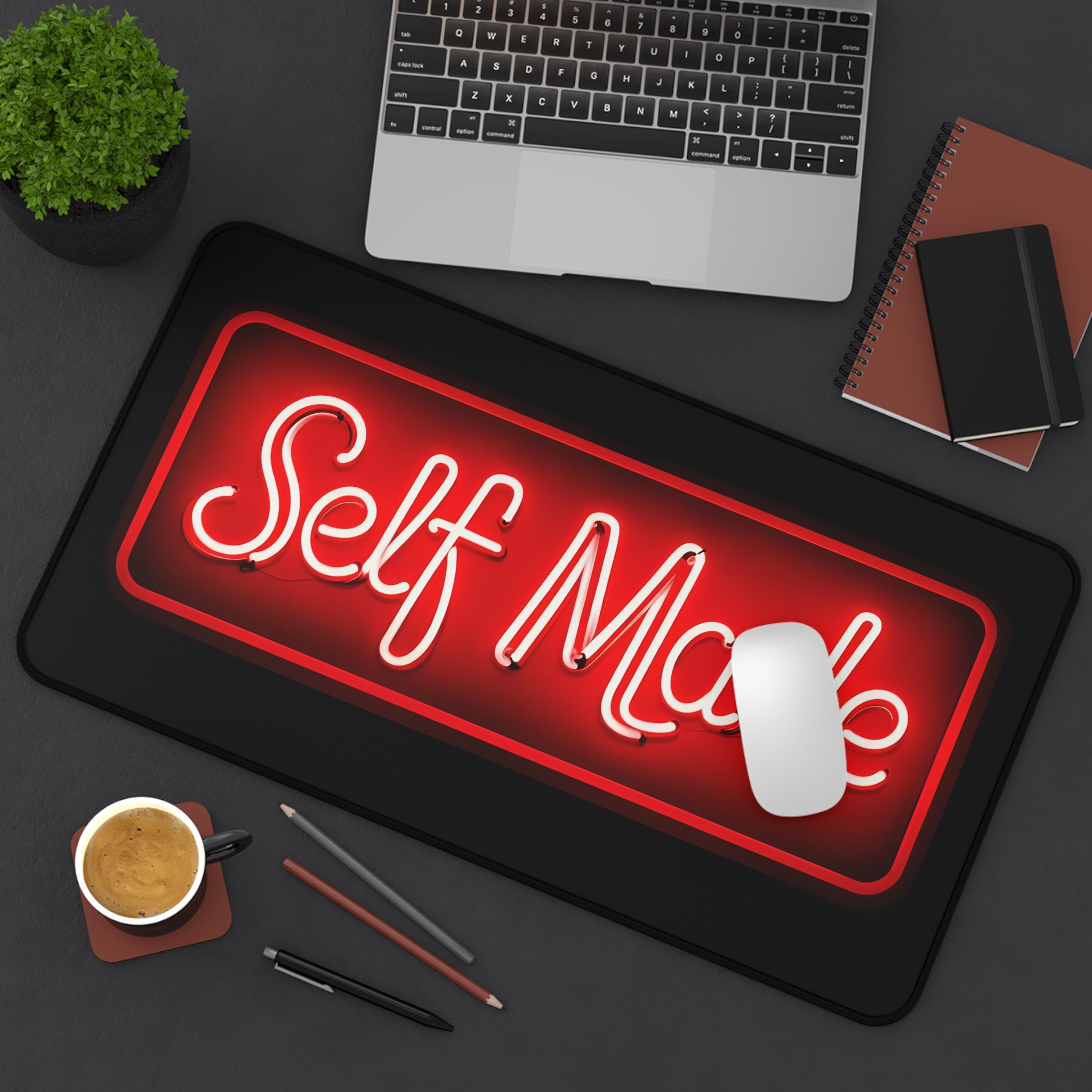 Self Made Desk Mat – Motivational Desk Pad – Entrepreneur Desk Setup – Gaming Mouse Pad – Hustle Mindset Office Desk Mat – Workspace Motivation