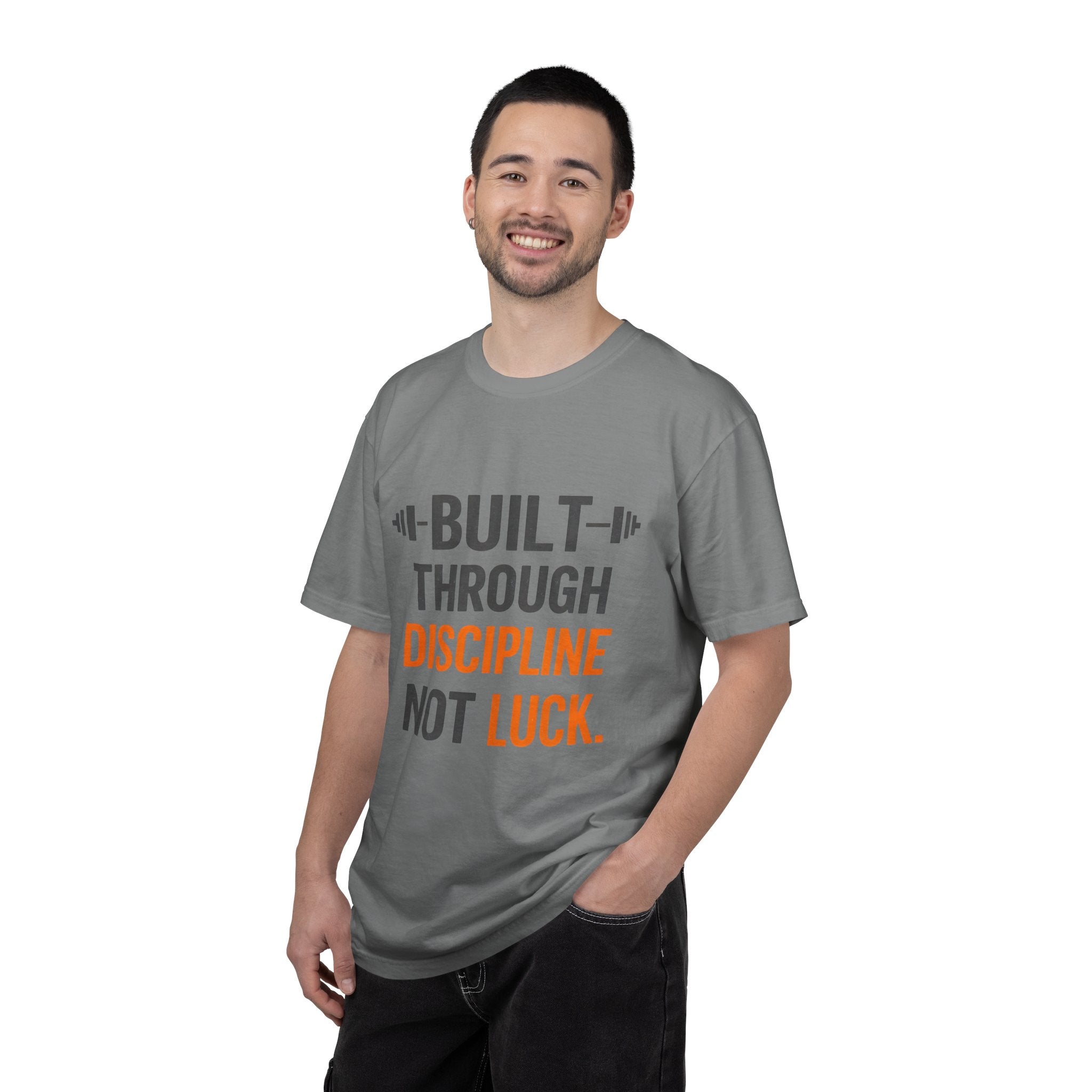 Built Through Discipline Not Luck Vintage Fitness Tee | Unisex Garment - Dyed