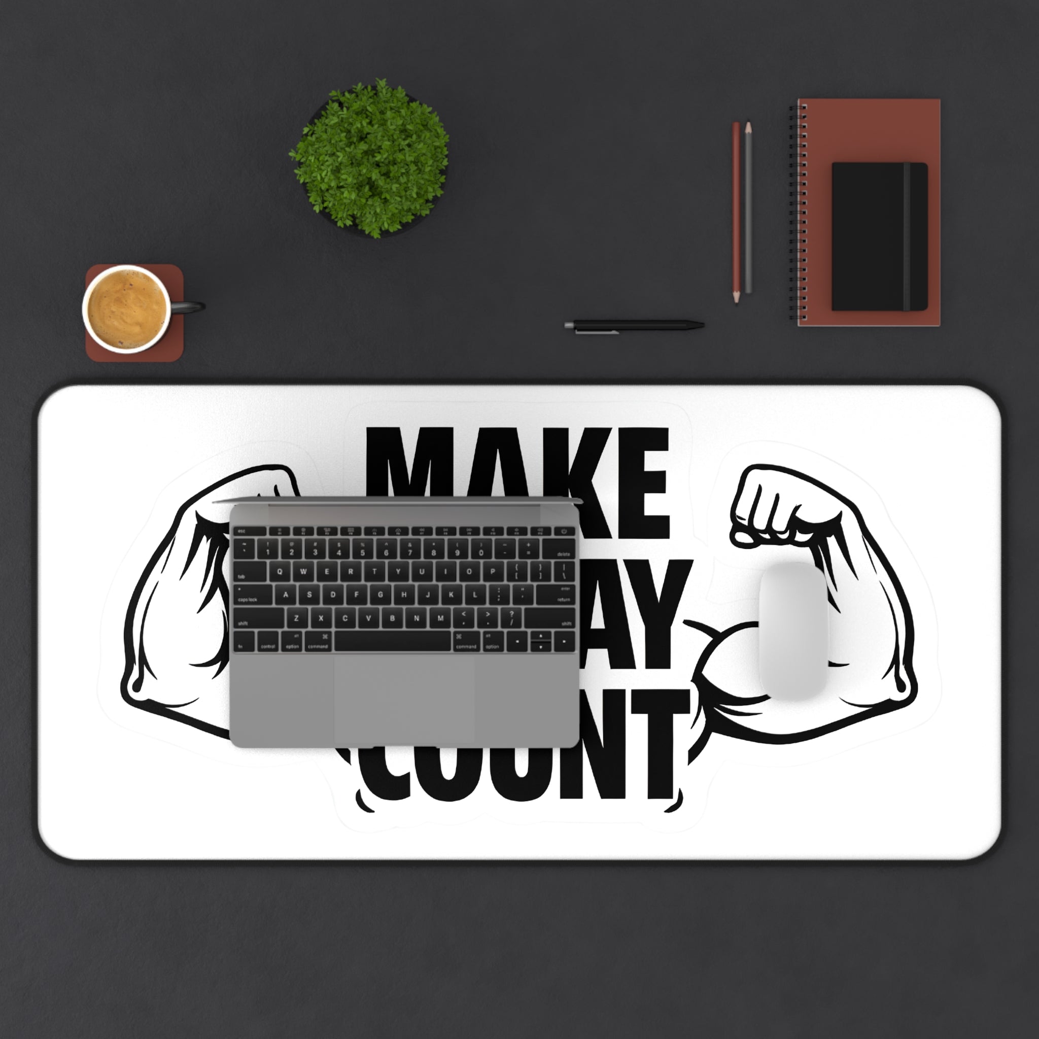 Make Today Count Motivational Desk Mat - Gym Lover Aesthetic Mousepad - Large Neoprene Office Decor