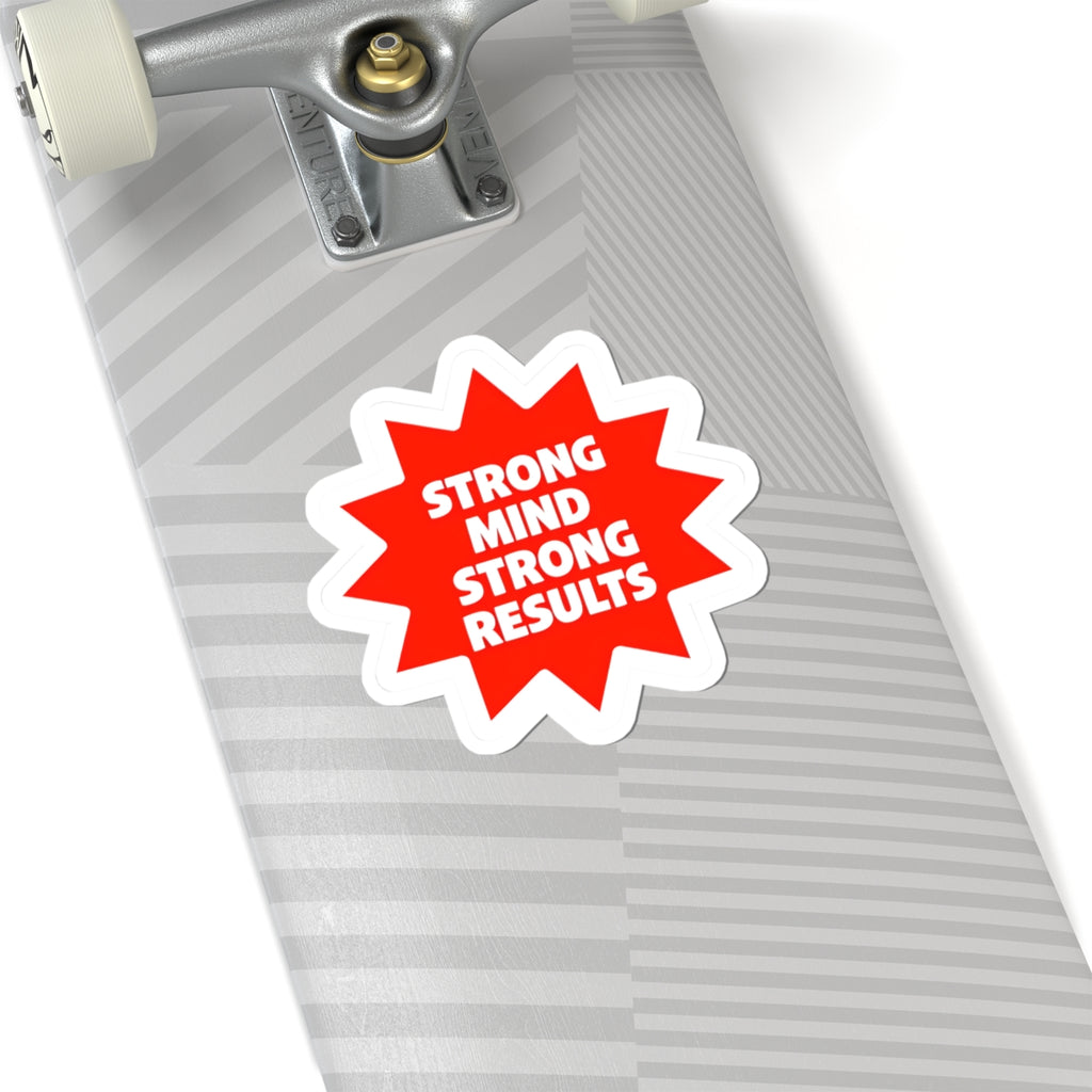 Strong Mind Strong Results Premium Kiss-Cut Sticker - Bold Red Starburst Design