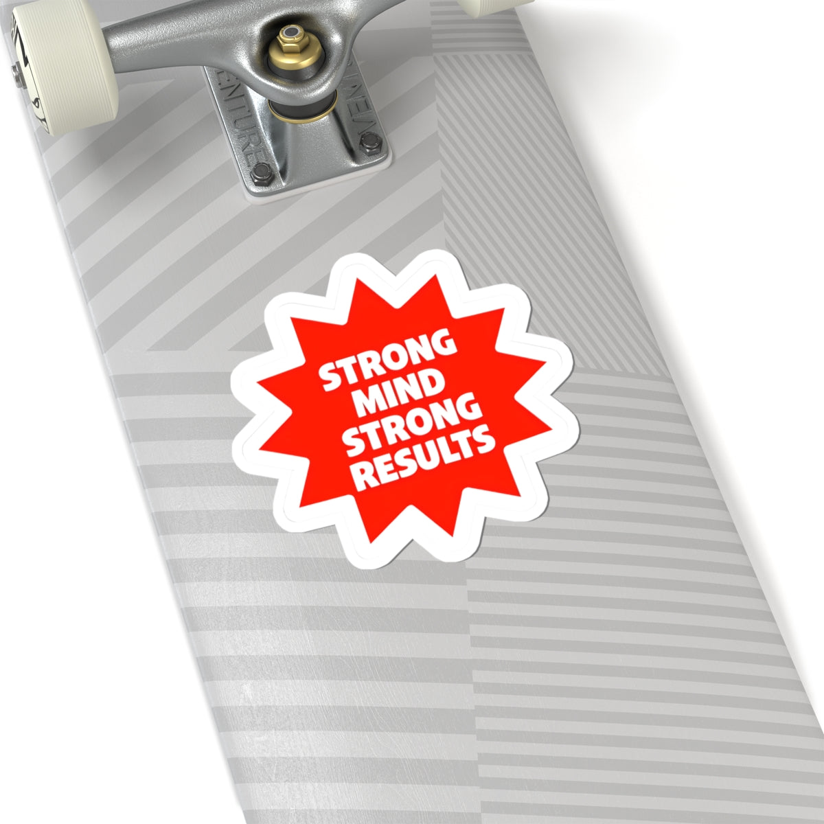 Strong Mind Strong Results Premium Kiss-Cut Sticker - Bold Red Starburst Design